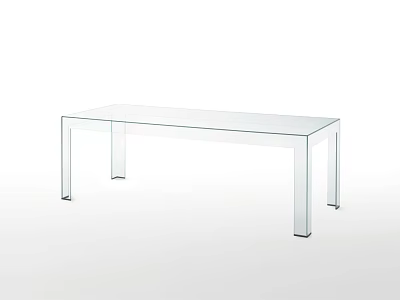 Transparent Glass Dining Table With Four Slim Legs And Modern Minimalist Design 3d model