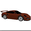 Red Sports Car With Aerodynamic Body Large Alloy Wheels And Rear Spoiler