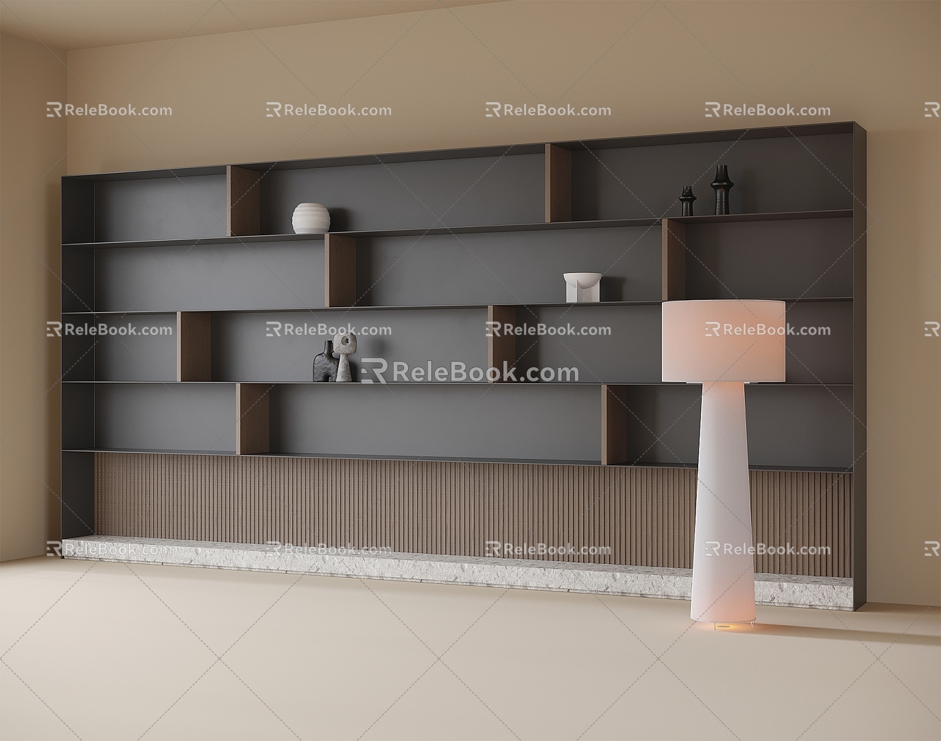 Modern Open Bookcase Floor Lamp 3d model