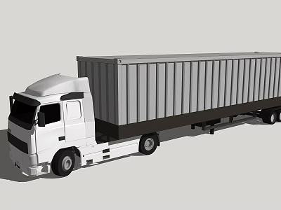 White Container Truck With Long Trailer For Cargo Transportation Design 3d model