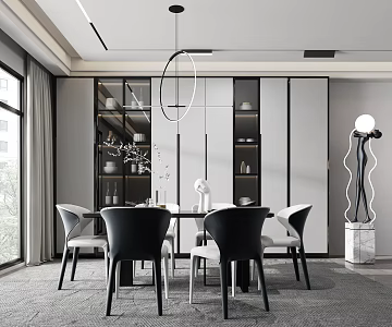 Modern Restaurant Premium Grey Restaurant 3d model