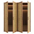 Wooden Four Door Wardrobe With Lattice Design Doors And Natural Tone Finish