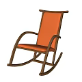 Minimalist Orange Rocking Chair With Wooden Frame Comfortable Seat And Backrest