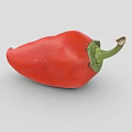 Single Fresh Ripe Red Pepper With Green Stem On Gray Background 3d model