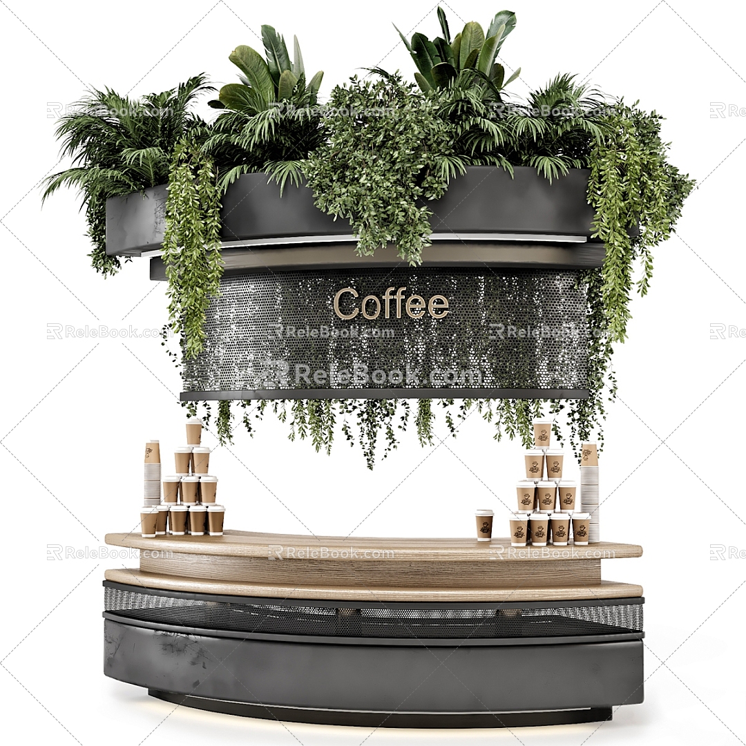 Modern Bar Cafe Front Desk 3d model