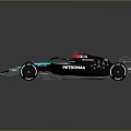 Mercedes Formula 1 Racing Car With Blue White Livery And Petronas Sponsorship