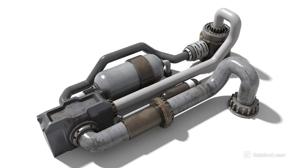 Industrial Equipment Featuring Metal Pipes Gears And Heavy Duty Mechanical Components 3d model 