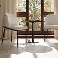 Modern Single Chairs In Bright Living Room With Window Curtains Small Table And Flowers