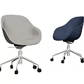 Modern Office Chairs Light Gray and Dark Blue Ergonomic Design with Swivel Wheels Upholstered Seats