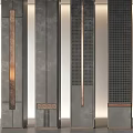 Modern Decorative Columns with Various Textures Metal Accents and Architectural Details in Contemporary Interior Space