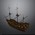 Ancient Sailing Ship With Wooden Construction And Multiple Masts As Historical Water Vessel