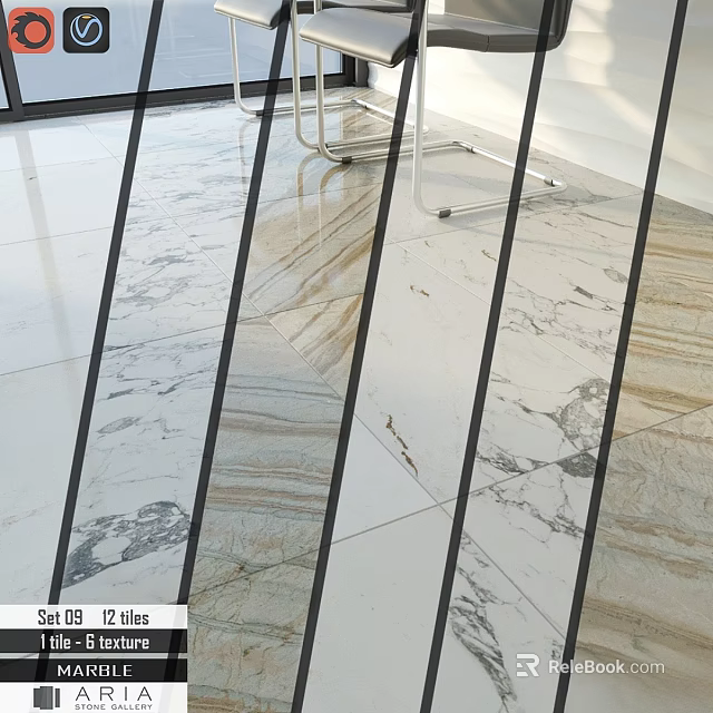 Natural Marble Tiles With Smooth Surface And Multicolor Stone Texture For Home Floor 3d model