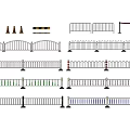 Various Metal Fence Designs With Different Styles And Rail Structures 3d model