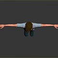 3D Male Character Model In Light Blue Shirt White Pants Green Shoes And Arms Outstretched