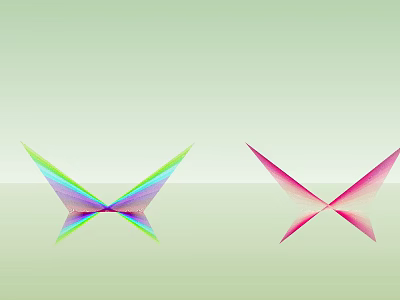 Colorful Modern Geometric Butterfly Sculptures With Green Pink Gradient And Abstract Art Design 3d model