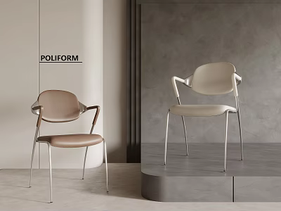 Modern Leisure Chairs With Armrests Metal Legs And Neutral Tones In Minimalist Setting 3d model