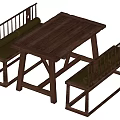 Quiet wind table and chair combination 3d model