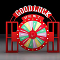 Colorful Good Luck Spinning Wheel With Red Frame And Fortune Sections