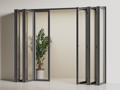 Modern glass folding door 3d model