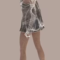 Woman Wearing Floral Lace Long Sleeve Top With Short Pants Standing