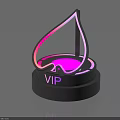 Public Facility VIP Sign With Neon Light Effect Water Drop Shape And Black Base 3d model