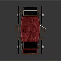 Red Vintage Carriage With Wooden Wheels Roof Rail Door And Window Details