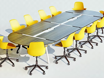 Modern Conference Table and Chair 3d model
