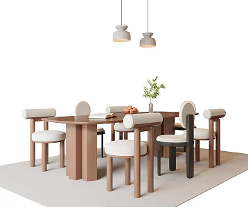 French Middle Style Dining Table and Chair 3d model