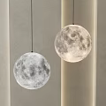 Modern Spherical Chandeliers With Moon Texture For Indoor Soft Lighting Interior 3d model