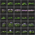 Various Colorful Flowers And Green Plants In Grid Pattern Display Collection