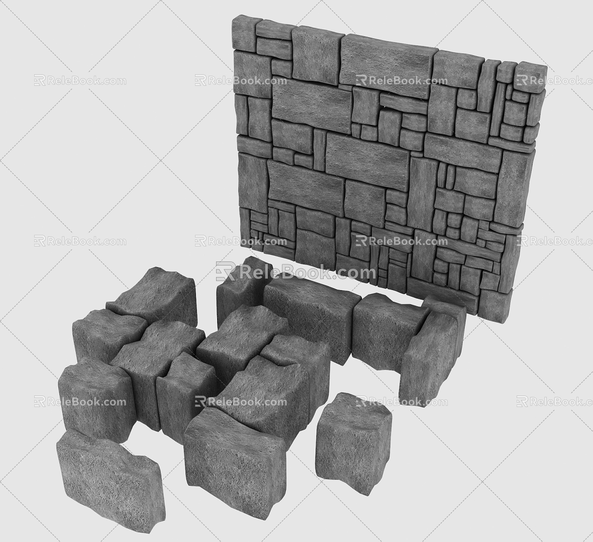 Modern Pavement Stone Stone Brick Wall Wall Stone Road Paving Stone Slab Wall Green Slab Path Stone Path Green Slab Stone Road Stone Pavement 3d model