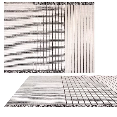Square Rug With Geometric Striped Pattern In Neutral Tones For Modern Decor 3d model