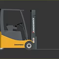 Jungheinrich Forklift Truck With Gray Cabin Yellow Exterior And Front Forks