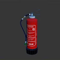Red Fire Extinguisher With Instruction Label And Hose For Home Safety Use