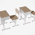 Modern Student Desk and Chair Set With Wooden Top and White Frame
