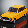 Yellow Vintage Compact Car Featuring 4 Door Classic Design And Reflective Finish