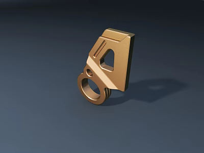 Golden Metal Road Facilities Component With Square Shape And Ring Design 3d model