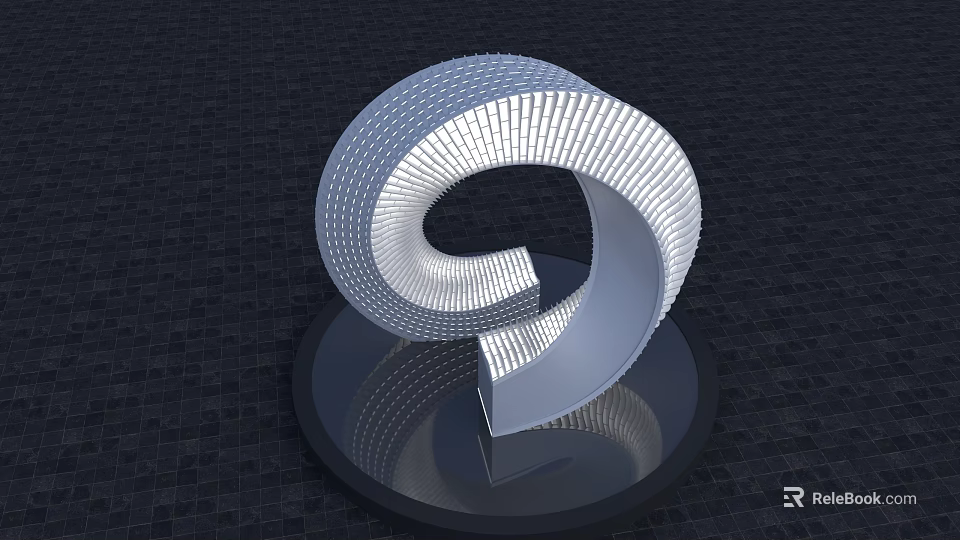 Future Architecture Innovative Spiral Structure Modern Design White Material and Circular Base 3d model 