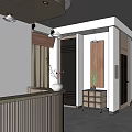 Traditional Tea Shop Interior With Wooden Counter Shelves Wall Sign And Plants