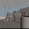 Clothing Store Interior Design With Clothing Racks Mannequins Decorative Plants And Modern Lighting