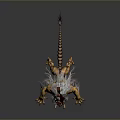 Mythical Creature With White Mane Yellow Body Horns And Spiked Tail