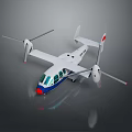 Detailed White Model Airplane Featuring Blue Red Details Two Propellers And Transparent Cockpit
