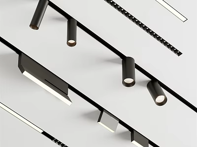 Modern Track Mounted Downlights Spotlights With Black Metal Design For Indoor Lighting 3d model