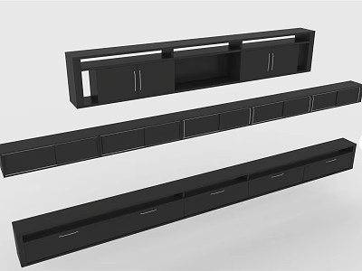 Black Modern Shelving Units with Multiple Drawers and Cabinets for Home Storage Organization 3d model