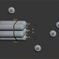 Silver Industrial Gas Cylinders With Valves Standing And Stacked Equipment
