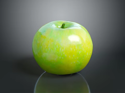 Ripe Green Apple With Glossy Surface Isolated On Black Background 3d model