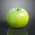 Ripe Green Apple With Glossy Surface Isolated On Black Background