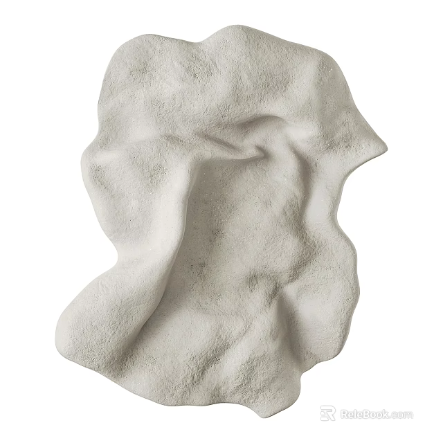 Abstract Sculpture Carving With Textured Surface And Irregular White Shape 3d model 