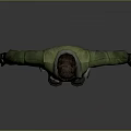 Digital Rendering Male Character Wearing Green Jacket Brown Pants Utility Belt Tool Pouch Standing Pose