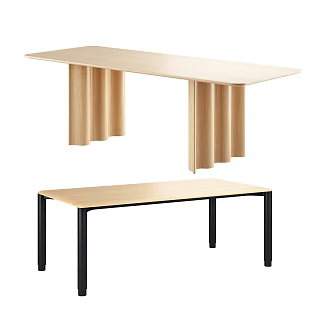 Nordic Solid Wood Dining Table Desk 3d model